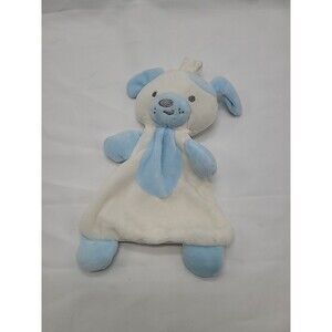 Nuby Blue and White Flat Puppy Dog Baby Lovey Security Blanket